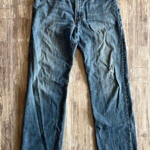 Men's Eddie Bauer Straight Fit Distressed Denim Jeans 2000s Size 34 x 34